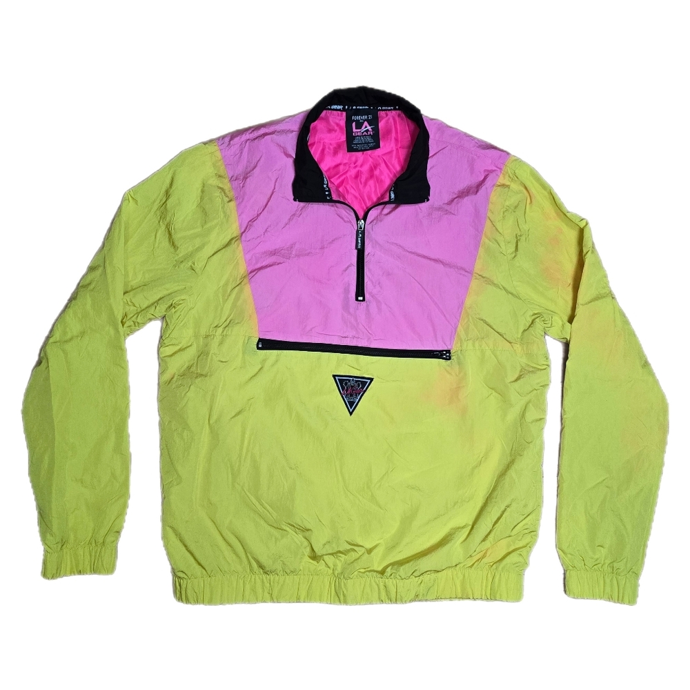 Forever 21 x LA Gear Collab Windbreaker Jacket Unisex Sz XL 90s Neon Style READ!